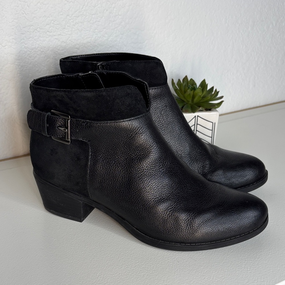 Naturalizer Wanya Black Leather Ankle Boots Size 8.5 W - Picture 2 of 14